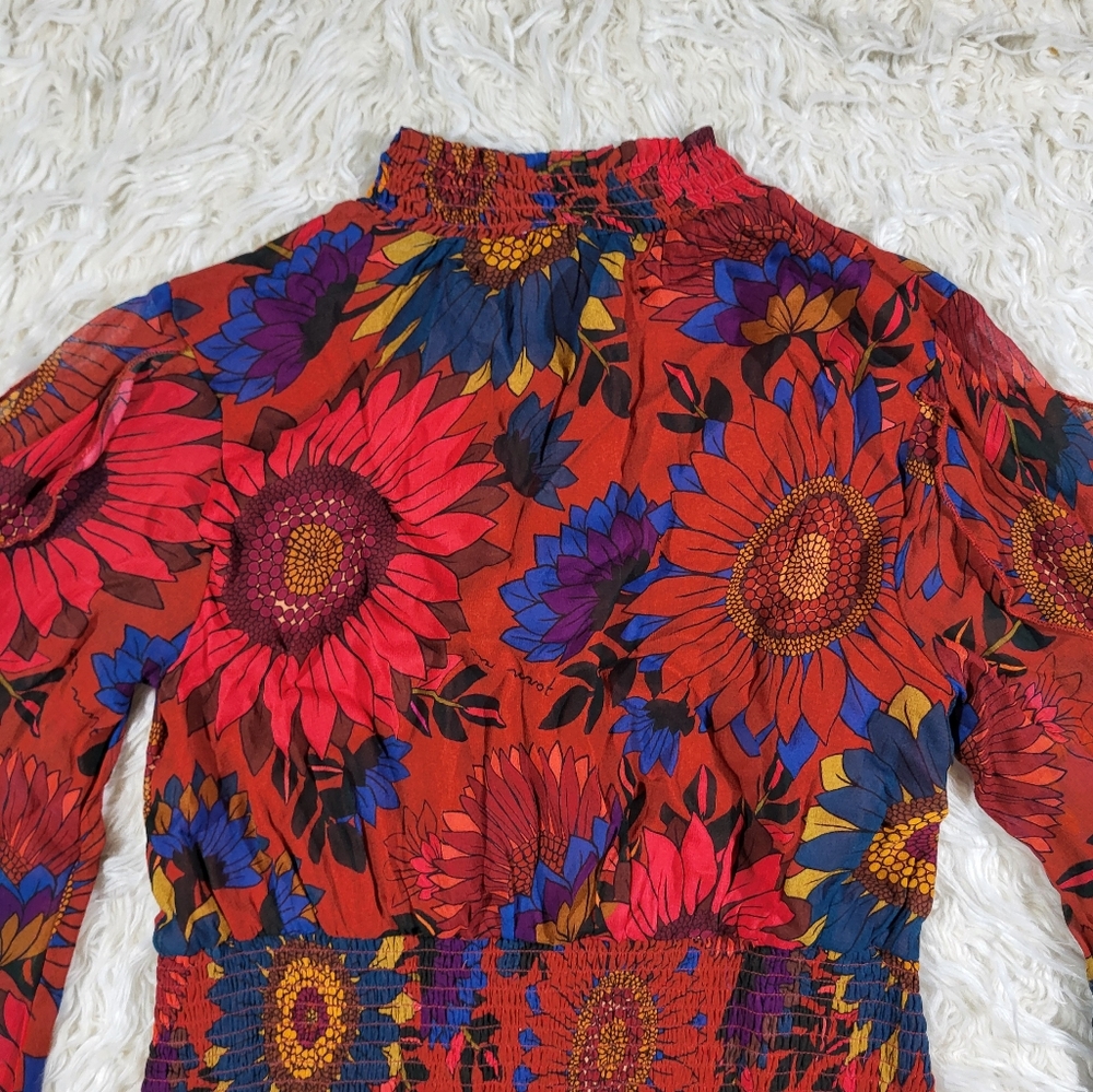 Farm x Anthropologie Smocked Mini Dress Size Small - Picture 15 of 16